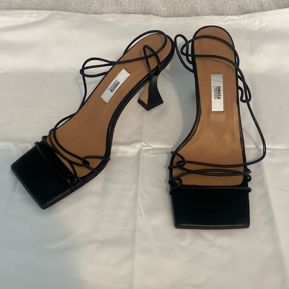 Miista Black Strappy Square-Toe Sandals - Picture 1 of 7